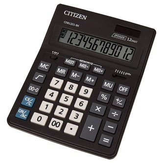 Citizen Kalkulačka CDB1201-BK, černá, stolní, dvanáctimístná