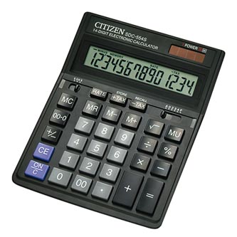 Citizen Kalkulačka SDC554S, černá, stolní, čtrnáctimístná, duální napájení