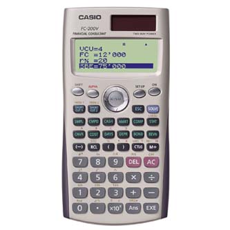 Kalkulačka Casio, FC 200 V, bílá, finanční s 4 řákovým displejem