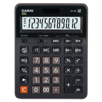 Casio Kalkulačka GX 12B, černá, stolní, dvanáctimístná