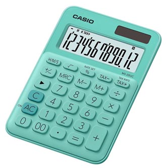 Casio Kalkulačka MS 20 UC GN, tyrkysová, dvanáctimístná, duální napájení