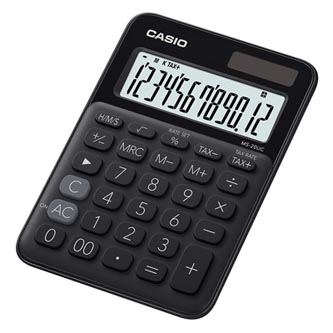 Casio Kalkulačka MS 20 UC BK, černá, dvanáctimístná, duální napájení