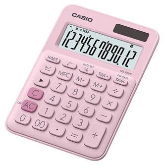 Casio Kalkulačka MS 20 UC PK, růžová, dvanáctimístná, duální napájení