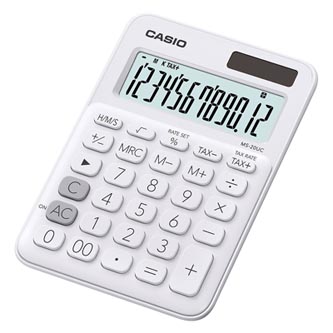 Casio Kalkulačka MS 20 UC WE, bílá, dvanáctimístná, duální napájení