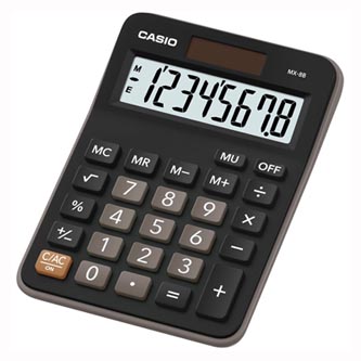 Casio Kalkulačka MX 8 B BK, černá, stolní s výpočtem marže, %, odmocniny,tlačítko +/-