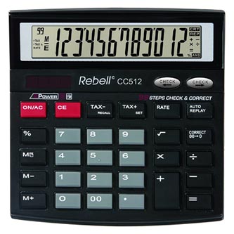 Rebell Kalkulačka RE-CC512 BX, černá, stolní, dvanáctimístná