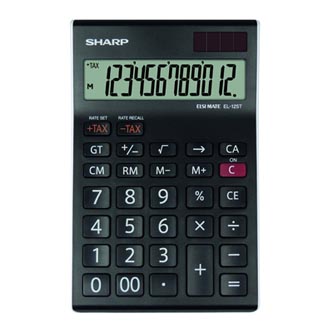 Sharp Kalkulačka EL-125TWH, černo-bílá, stolní, dvanáctimístná