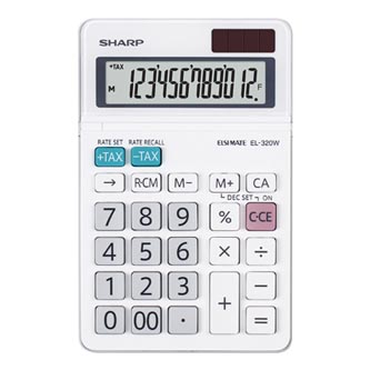 Sharp Kalkulačka EL-320W, bílá, stolní, dvanáctimístná
