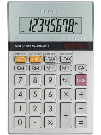 Sharp Kalkulačka EL-330ER, stříbrná, kapesní, osmimístná