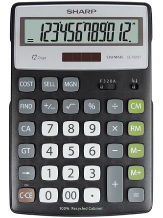 Sharp Kalkulačka EL-R297, černá, stolní, dvanáctimístná
