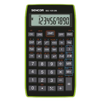 Sencor Kalkulačka SEC 105 GN, černá, školní, desetimístná, zelený rámeček
