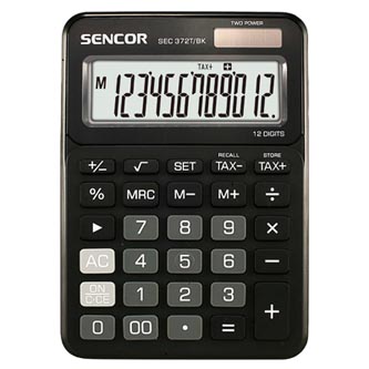 Sencor Kalkulačka SEC 372T/BK, černá, stolní, dvanáctimístná