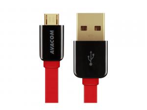 USB kabel (2.0), USB A M - microUSB M, 0.4m, červený, Avacom