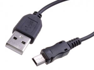 USB kabel (2.0), USB A M - miniUSB M, 0.22m, černý, Avacom