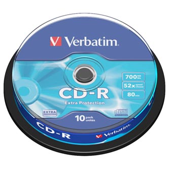 Verbatim CD-R, 43437, DataLife, 10-pack, 700MB, Extra Protection, 52x, 80min., 12cm, bez možnosti potisku, cake box, Standard, pro