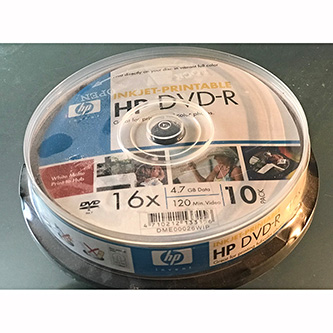 HP DVD-R, DME00026WIP-3, 10-pack, 4.7GB, 16x, 12cm, cake box, Printable, pro archivaci dat