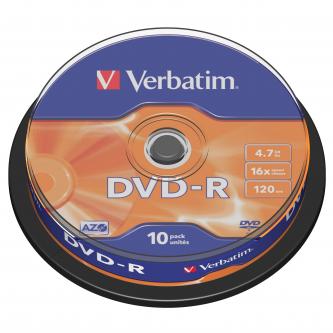 Verbatim DVD-R, 43523, DataLife PLUS, 10-pack, 4.7GB, 16x, 12cm, General, Advanced Azo+, cake box, Scratch Resistant, bez možnosti
