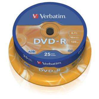 Verbatim DVD-R, 43522, DataLife PLUS, 25-pack, 4.7GB, 16x, 12cm, General, Advanced Azo+, cake box, Scratch Resistant, bez možnosti