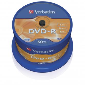 Verbatim DVD-R, 43548, DataLife PLUS, 50-pack, 4.7GB, 16x, 12cm, General, Advanced Azo+, cake box, Scratch Resistant, bez možnosti
