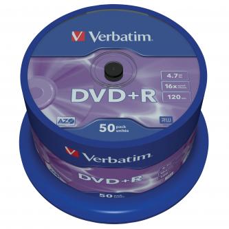 Verbatim DVD+R, Matt Silver, 43550, 4.7GB, 16x, spindle, 50-pack, bez možnosti potisku, 12cm, pro archivaci dat