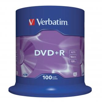 Verbatim DVD+R, Matt Silver, 43551, 4.7GB, 16x, spindle, 100-pack, bez možnosti potisku, 12cm, pro archivaci dat