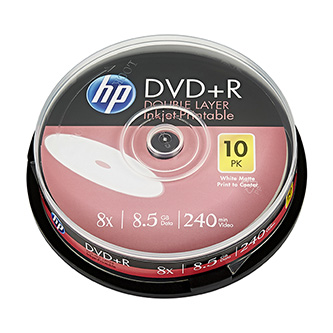 HP DVD+R, DRE00060WIP-3, 10-pack, 8.5GB, 8x, 12cm, cake box, Dual Layer, Printable, pro archivaci dat
