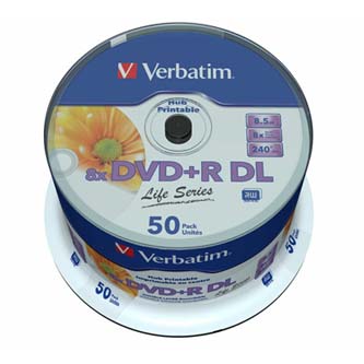 Verbatim DVD+R DL, Double Layer Inkjet Printable, 97693, 8.5GB, 8x, spindle, 50-pack, 12cm, pro archivaci dat