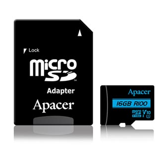 Apacer paměťová karta Secure Digital, 16GB, micro SDHC, AP16GMCSH10U6-R, UHS-I U1 (Class 10), V10, s adaptérem