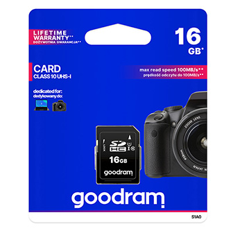 Goodram paměťová karta Secure Digital Card, 16GB, SDHC, S1A0-0160R11, UHS-I U1 (Class 10)