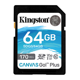 Kingston paměťová karta Canvas Go! Plus, 64GB, SDXC, SDG3/64GB, UHS-I U3 (Class 10), V30