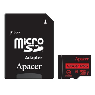 Apacer paměťová karta Secure Digital Card V10, 128GB, micro SDXC, AP128GMCSX10U5-R, UHS-I U1 (Class 10), s adaptérem
