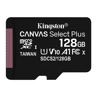 Kingston paměťová karta Canvas Select Plus, 128GB, micro SDXC, SDCS2/128GBSP, UHS-I U1 (Class 10), bez adaptéru, A1