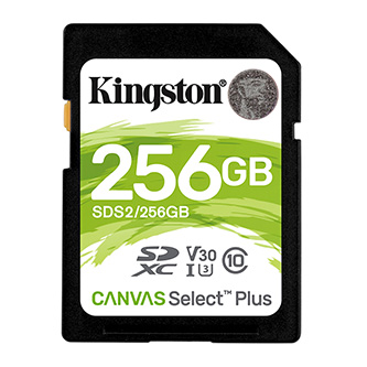 Kingston paměťová karta Canvas Select Plus, 256GB, SDXC, SDC2/256GB, UHS-I U3 (Class 10), A1