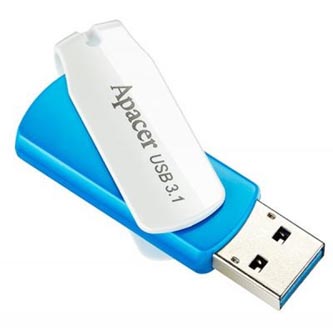 Apacer USB flash disk, USB 3.0 (3.2 Gen 1), 16GB, AH357, modrý, AP16GAH357U-1, USB A, s otočnou krytkou
