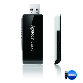 Apacer USB flash disk, USB 3.0 (3.2 Gen 1), 16GB, AH350, černý, AP16GAH350B-1, USB A, s výsuvným konektorem