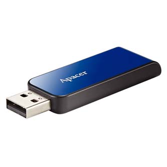 Apacer USB flash disk, USB 2.0, 16GB, AH334, modrý, AP16GAH334U-1, USB A, s výsuvným konektorem