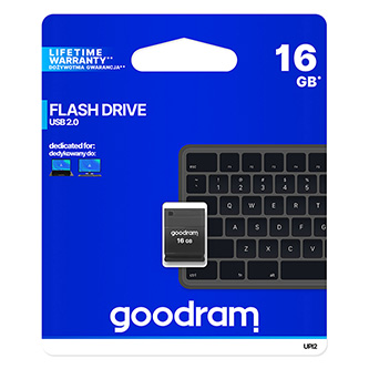 Goodram USB flash disk, USB 2.0, 16GB, UPI2, černý, UPI2-0160K0R11, USB A, s krytkou
