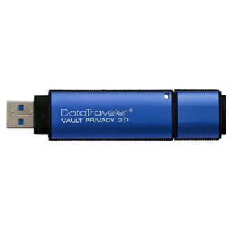 Kingston USB flash disk, USB 3.0 (3.2 Gen 1), 16GB, Data Traveler Vault Privacy, modrý, DTVP30/16GB, USB A, XTS-AES 256-bit šifrov