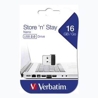 Verbatim USB flash disk, USB 2.0, 16GB, Nano, Store N Stay, černý, 97464, USB A