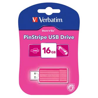 Verbatim USB flash disk, 2.0, 16GB, Store,N,Go PinStripe, růžový, 49067, pro archivaci dat