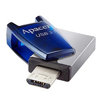 Apacer USB flash disk OTG, USB 3.0 (3.2 Gen 1), 32GB, AH179, modrý, AP32GAH179U-1, USB A / USB Micro B, s otočnou krytkou
