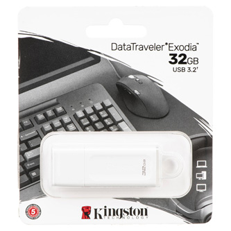 Kingston USB flash disk, USB 3.0, 32GB, DataTraveler Exodia, bila, DTX/32GB, USB A, s krytkou