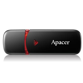 Apacer USB flash disk, USB 2.0, 64GB, AH333, černý, AP64GAH333B-1, USB A, s krytkou