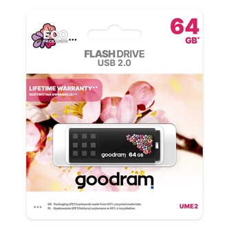 Goodram USB flash disk, USB 2.0, 64GB, UME2, UME2, černý, UME2-0640K0R11-SP