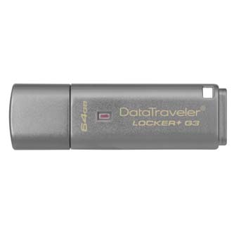 Kingston USB flash disk, USB 3.0 (3.2 Gen 1), 64GB, Data Traveler Locker+ G3, stříbrný, DTLPG3/64GB, USB A, s krytkou