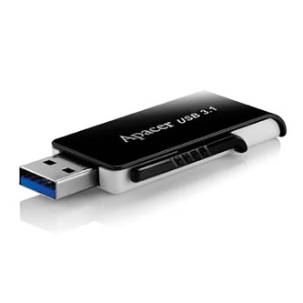 Apacer USB flash disk, USB 3.0 (3.2 Gen 1), 128GB, AH350, černý, AP128GAH350B-1, USB A, s výsuvným konektorem