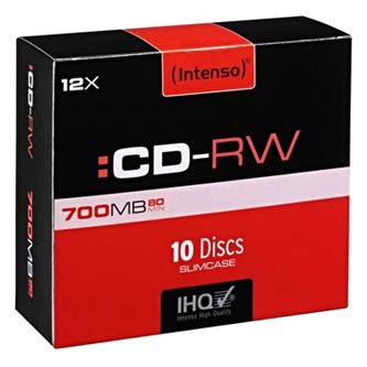 Intenso CD-RW, 2801622, DataLife PLUS, 10-pack, 700MB, 12x, 80min., 12cm, Scratch Resistant, bez možnosti potisku, slim case, rewr