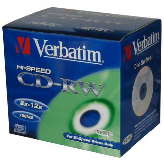 Verbatim CD-RW, 43148, SERL Scratch Resistant, 10-pack, 700MB, 12x, 80min., 12cm, bez možnosti potisku, jewel box, pro archivaci d