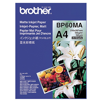 Brother Matte Inkjet Paper, foto papír, matný, bílý, A4, 145 g/m2, 25 ks, BP60MA, inkoustový