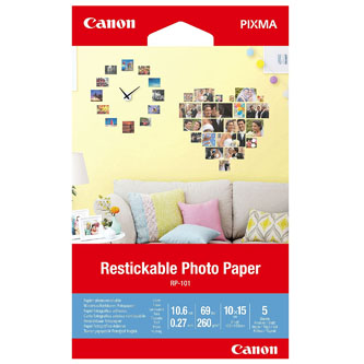 Canon Photo Paper RP-101, foto papír, přelepovatelný typ bílý, 10x15cm, 4x6", 260 g/m2, 5 ks, 3635C002, inkoustový